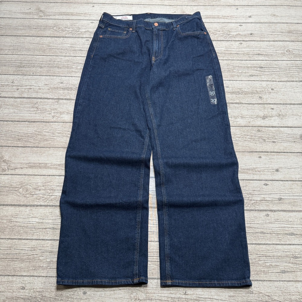 NEW GAP Jeans Women's 30/10 Blue Dark Indigo 90s Loose Mid Rise Wide Leg Denim